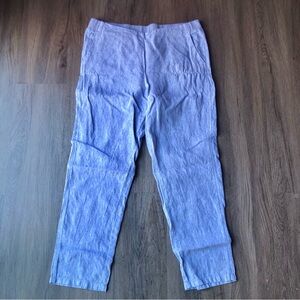 J. Jill Linen Pants Size M Baby Blue Pull On Cropped Coastal Lagenlook Nautical
